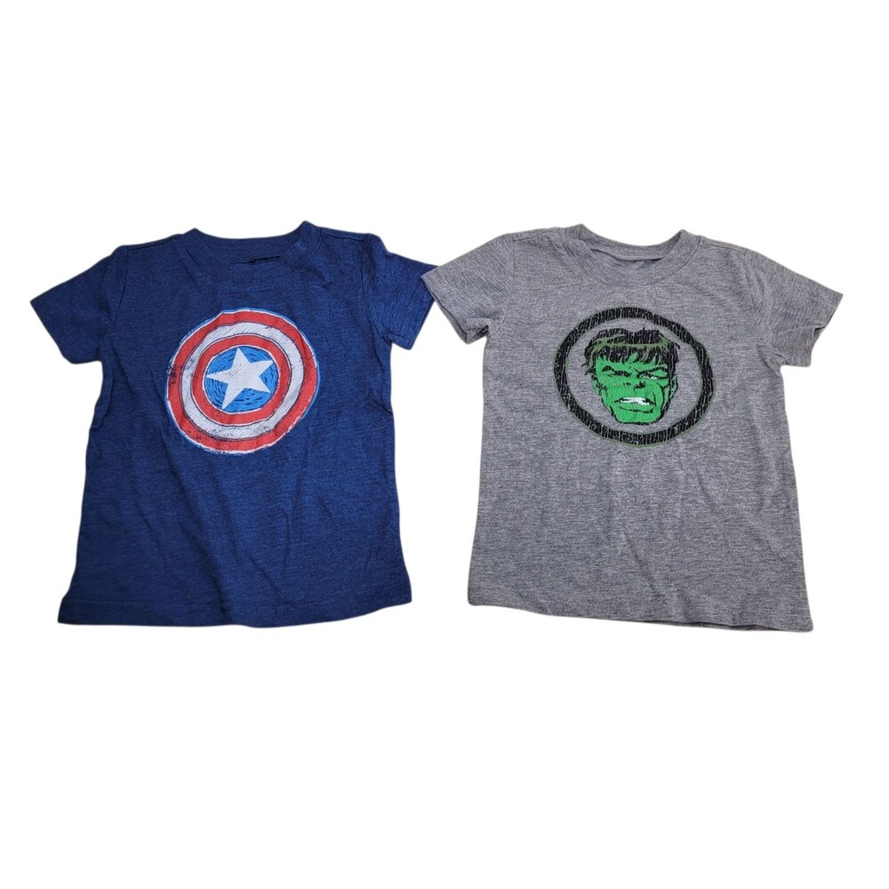 Toddler Boys Marvel Captain America & Hulk T-Shirt Size 18 Months 2-Pieces NWOT